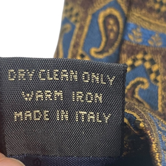 ERMENEGILDO ZEGNA Vintage Silk Tie Necktie Paisley Geometric Print Made in Italy - Picture 5 of 7